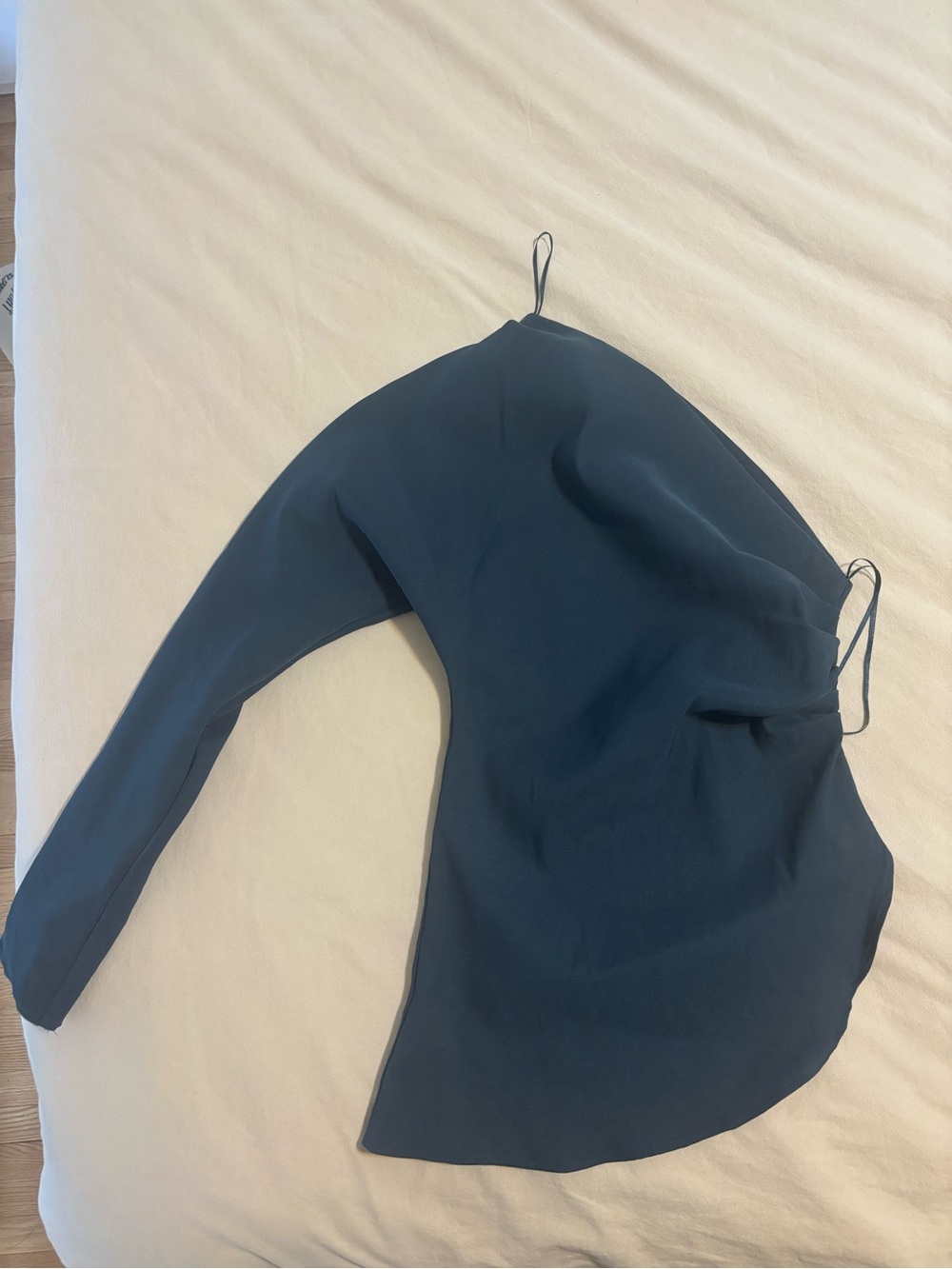 Zara Asymmetric One-Shoulder Long Sleeve Top in Teal